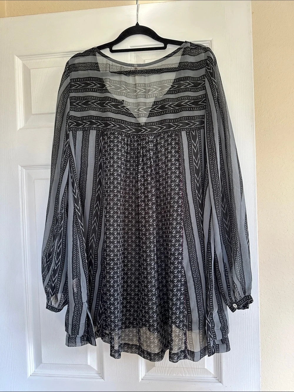 Free People Black Sheer Boho Shirt